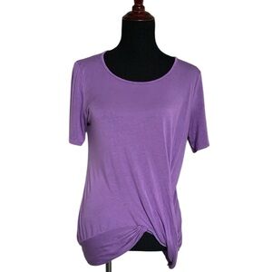 Vision USA Lavender Loose Fit Twist Front Short Sleeve Top Women’s Small